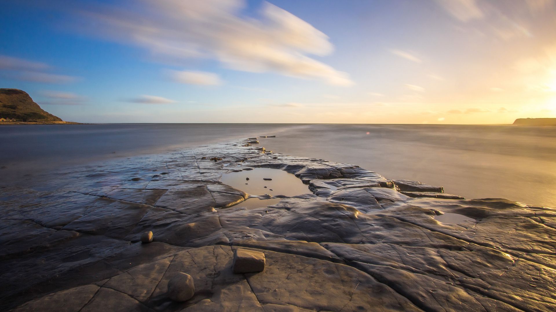 Dorset, England, bay, sea, sunset, 5k (horizontal)