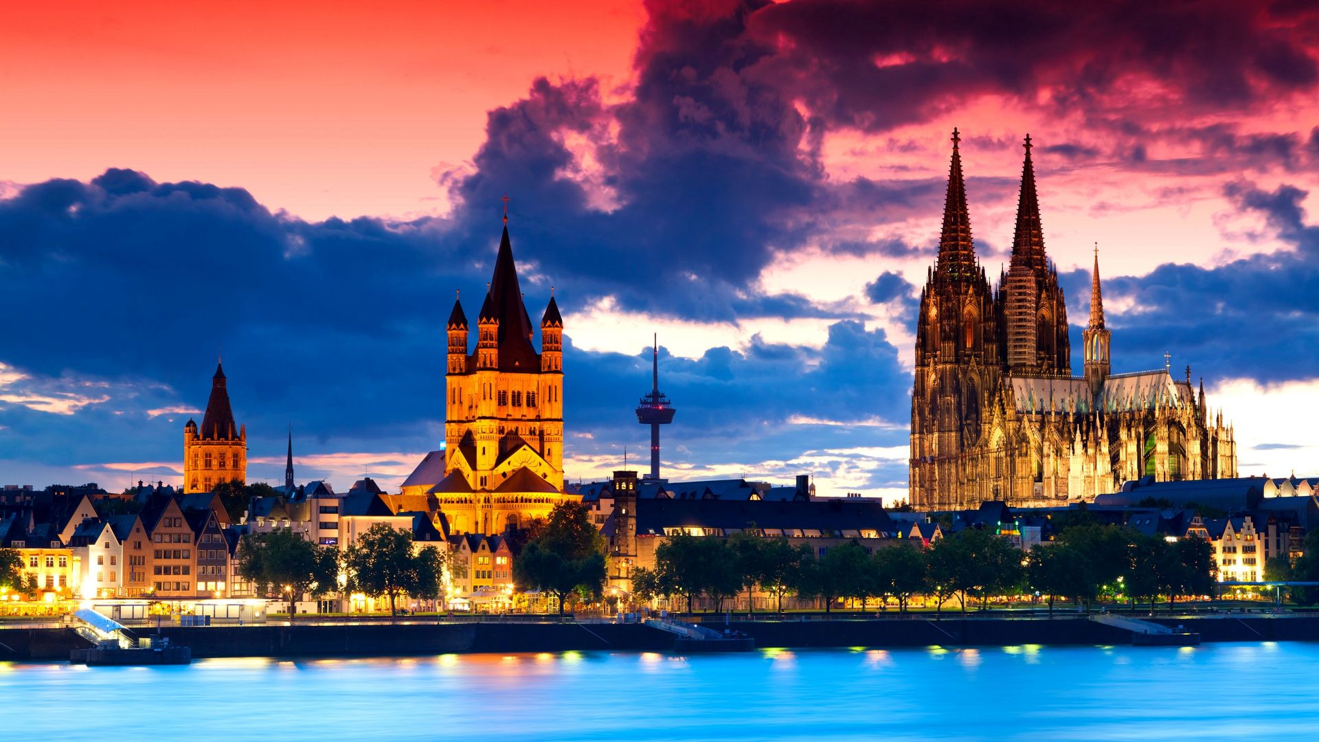 Cologne Cathedral, Germany, Cologne, Europe, night, 4k (horizontal)