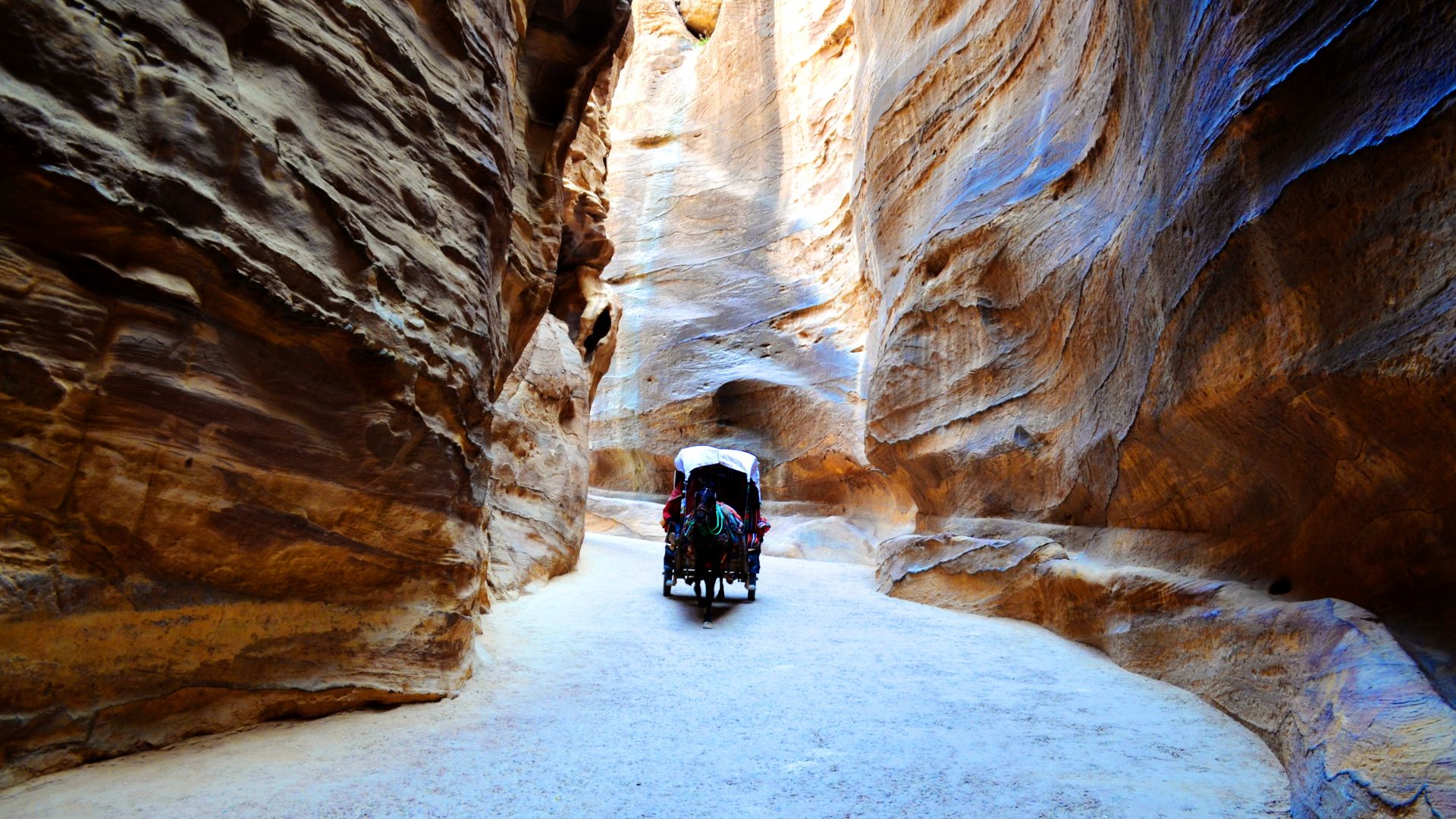 Jordan, Petra, rocks, horse, 4k (horizontal)