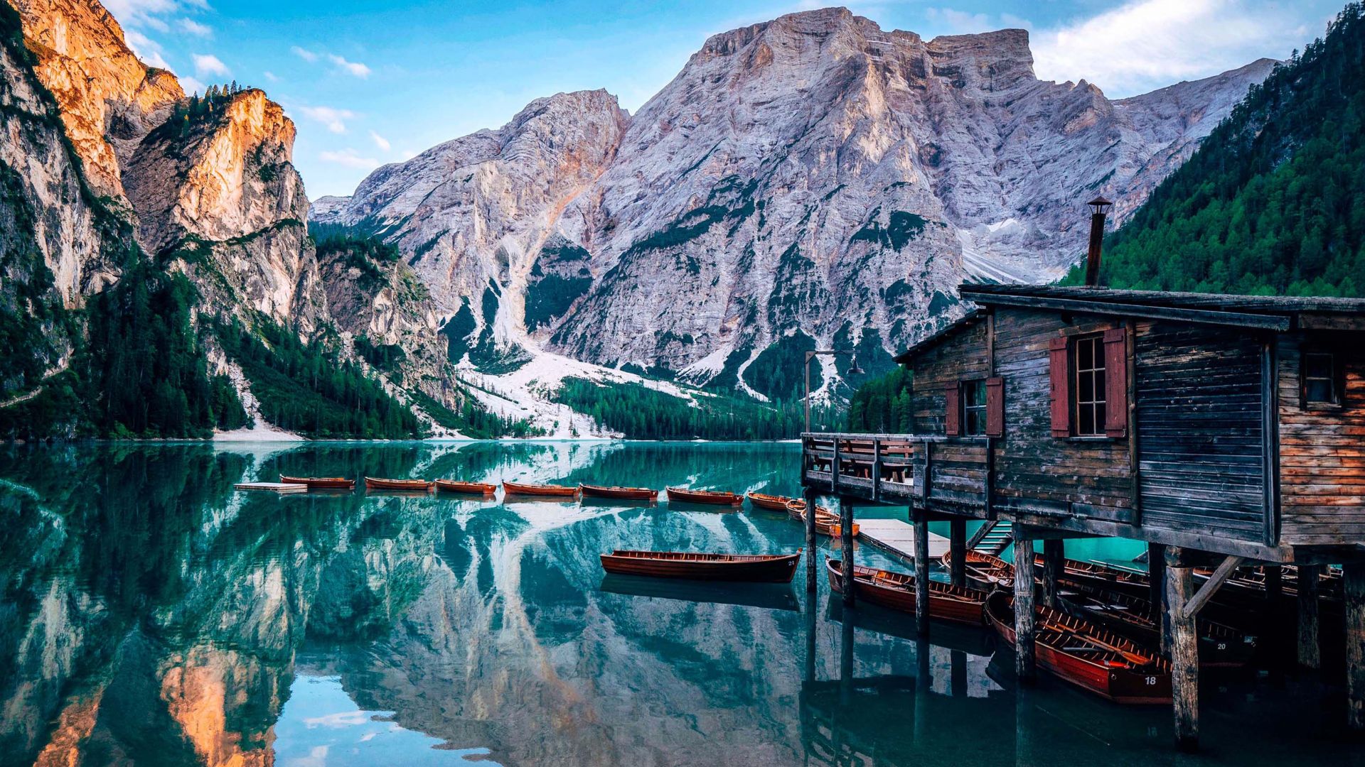 Pragser Wildsee, lake, Italy, Europe, 4K (horizontal)