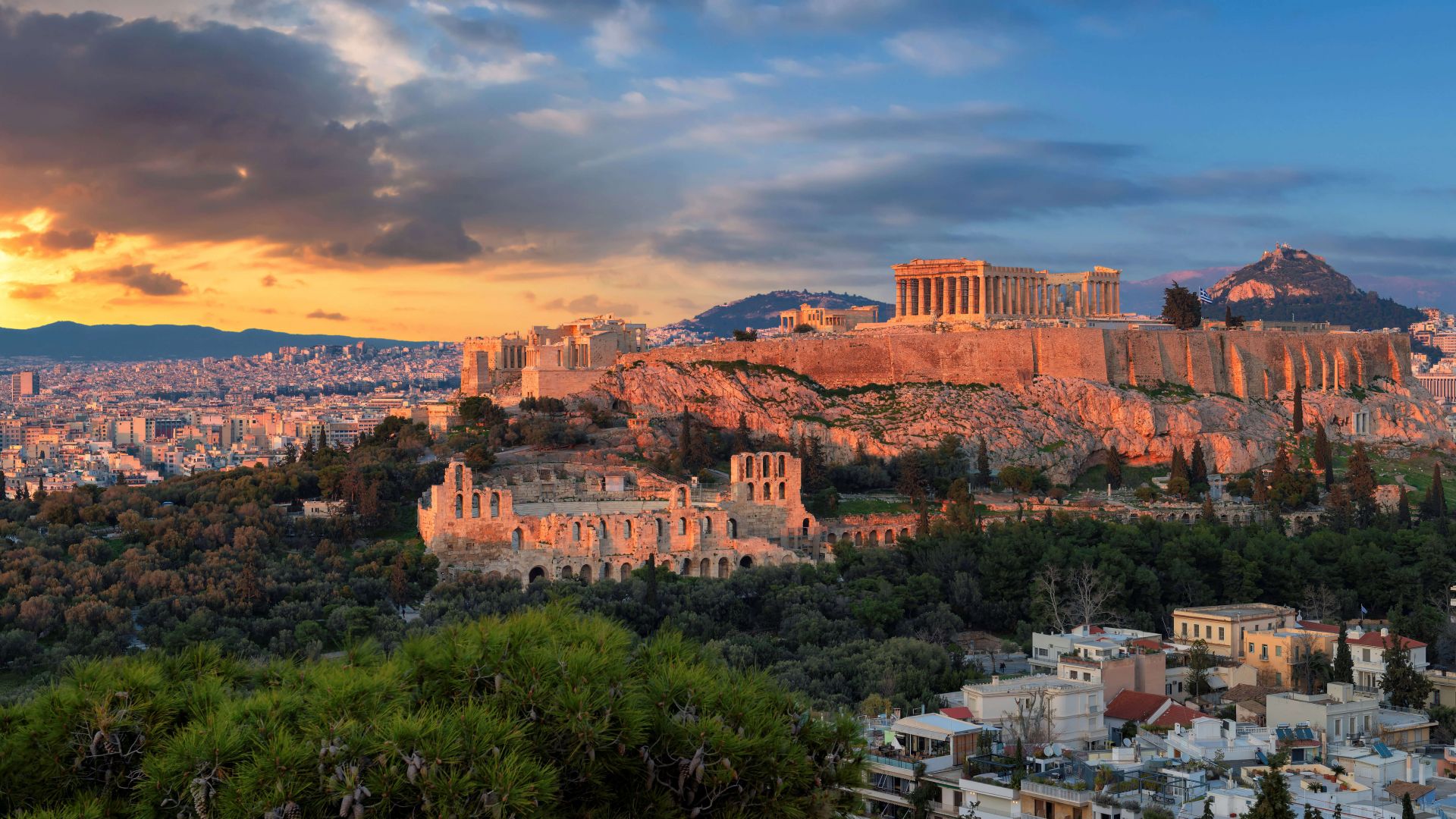 Acropolis, Athens, Greece, sky, clouds, 5K (horizontal)