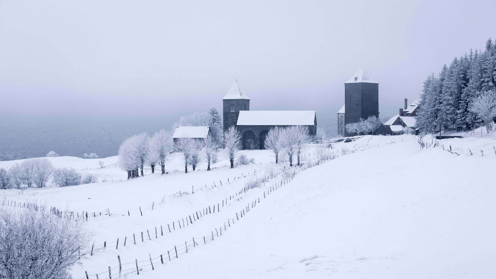 Notre-Dame-des-Pauvres, Aubrac, Aveyron, France, Europe, winter, snow, 5K (horizontal)