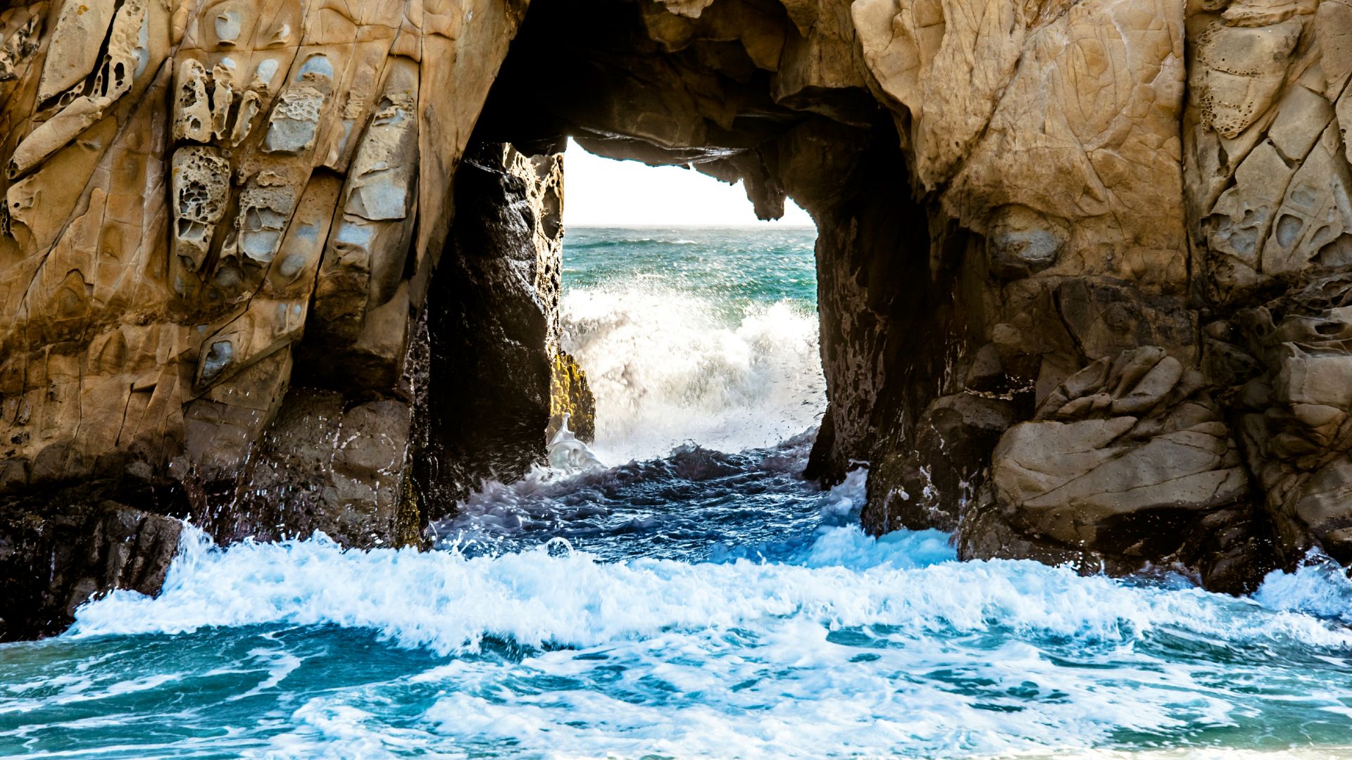 Window Rock, 5k, 4k wallpaper, 8k, Pfeiffer Beach, California, USA, travel, tourism (horizontal)