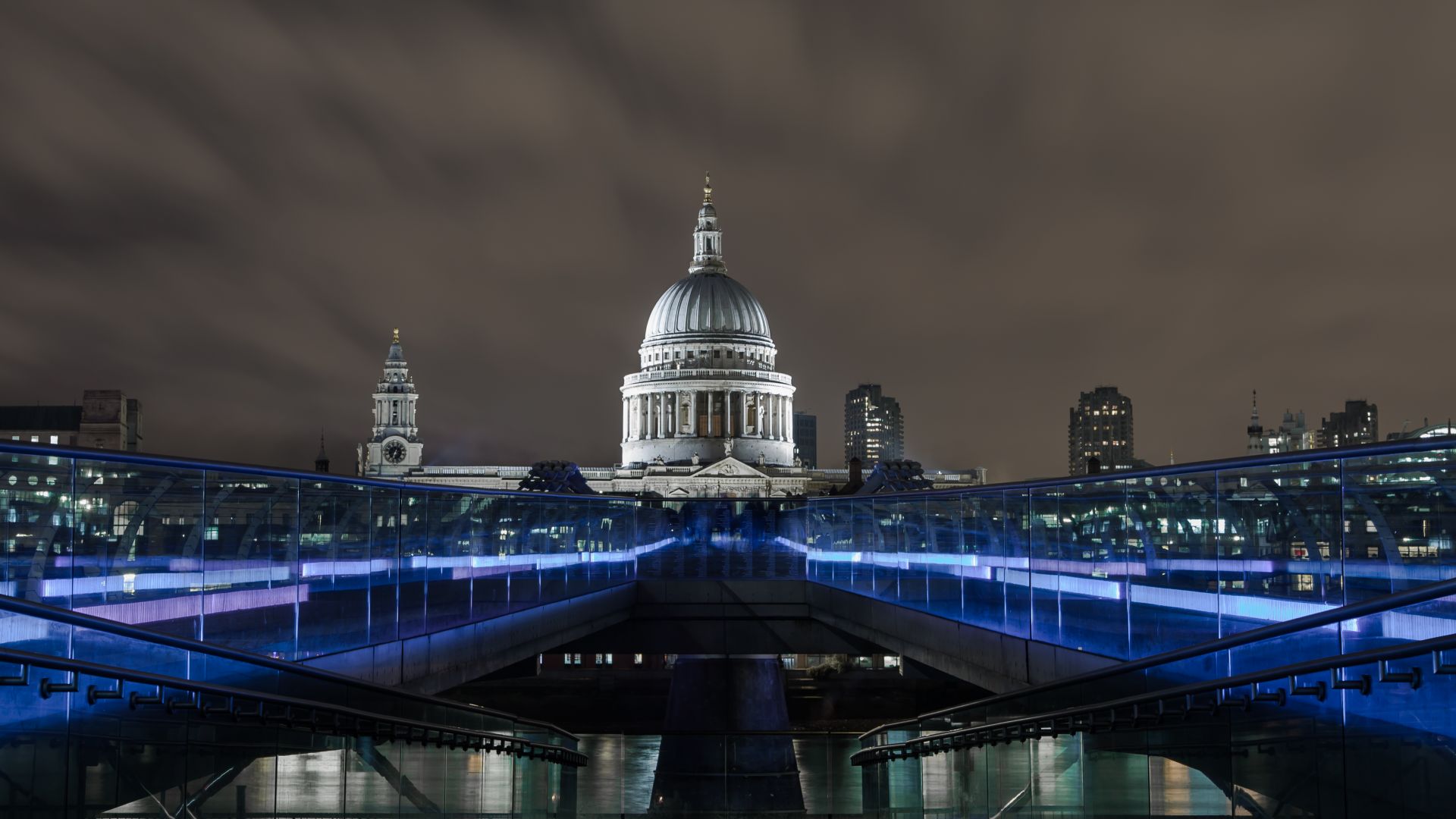 Millenium Bridge, London. England, tourism, travel, night (horizontal)