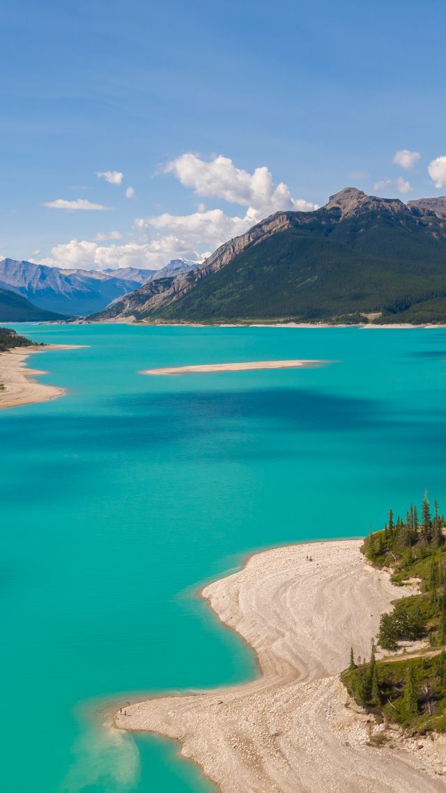 Abraham Lake, Canada, mountain, nature, 4k (vertical)