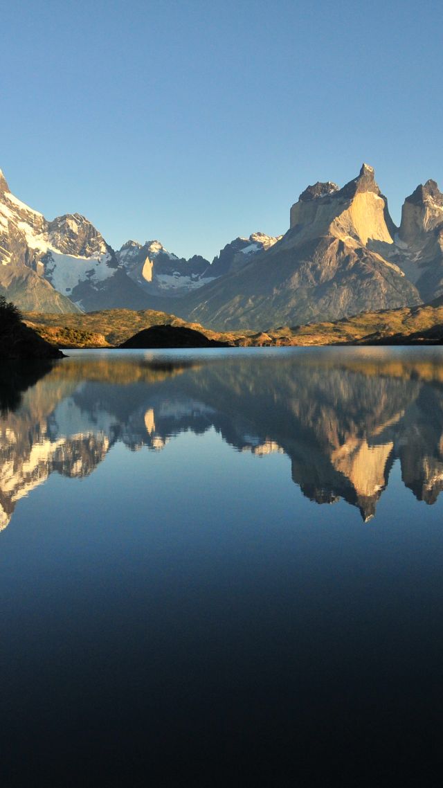 Lake Gray, Torres del Paine, Chile, mountains, 4k (vertical)