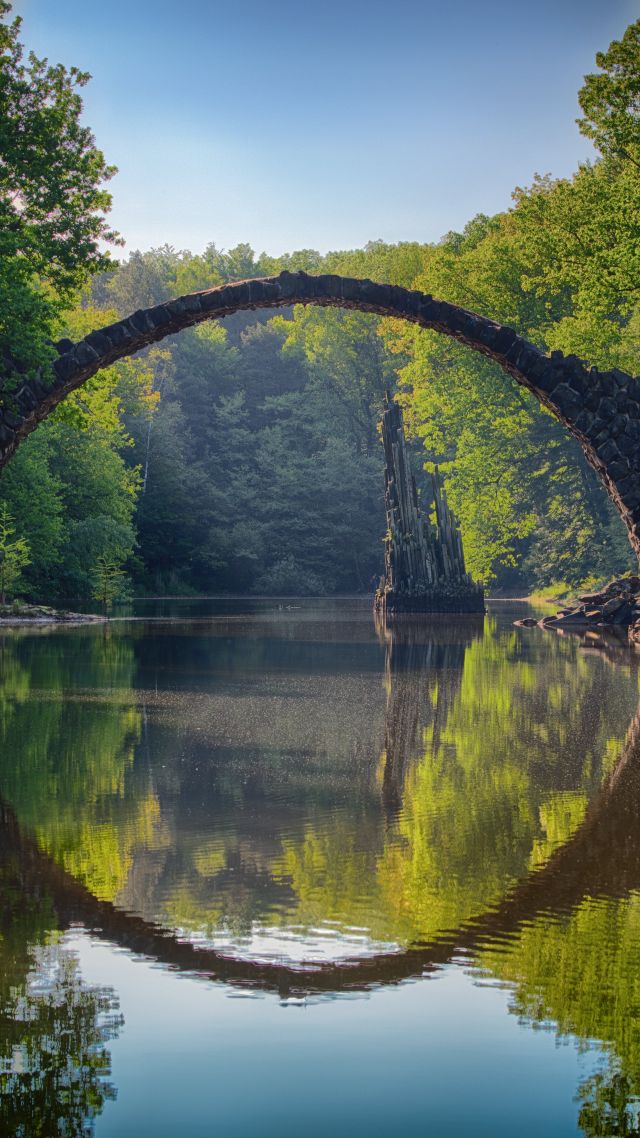 Rakotzbrücke Devil's Bridge, Germany, Europe, 5K (vertical)