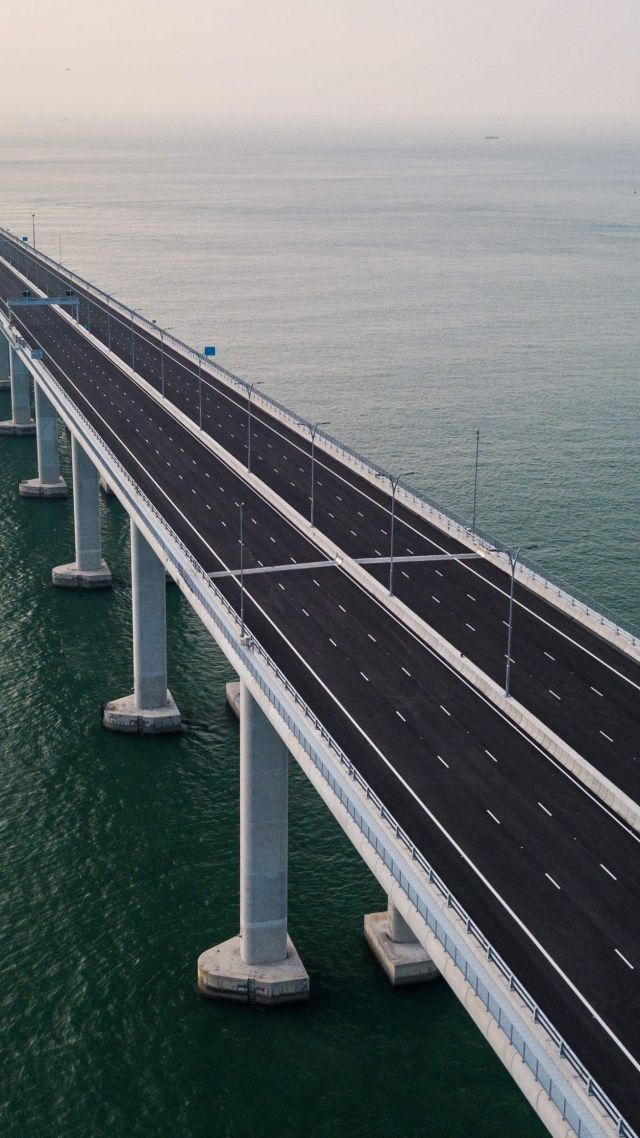 Hong Kong-Zhuhai-Macau Bridge, China, 4K (vertical)