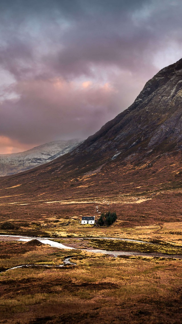 Buachaille Etive Mòr, Scotland, mountains, sky, clouds, 5K (vertical)