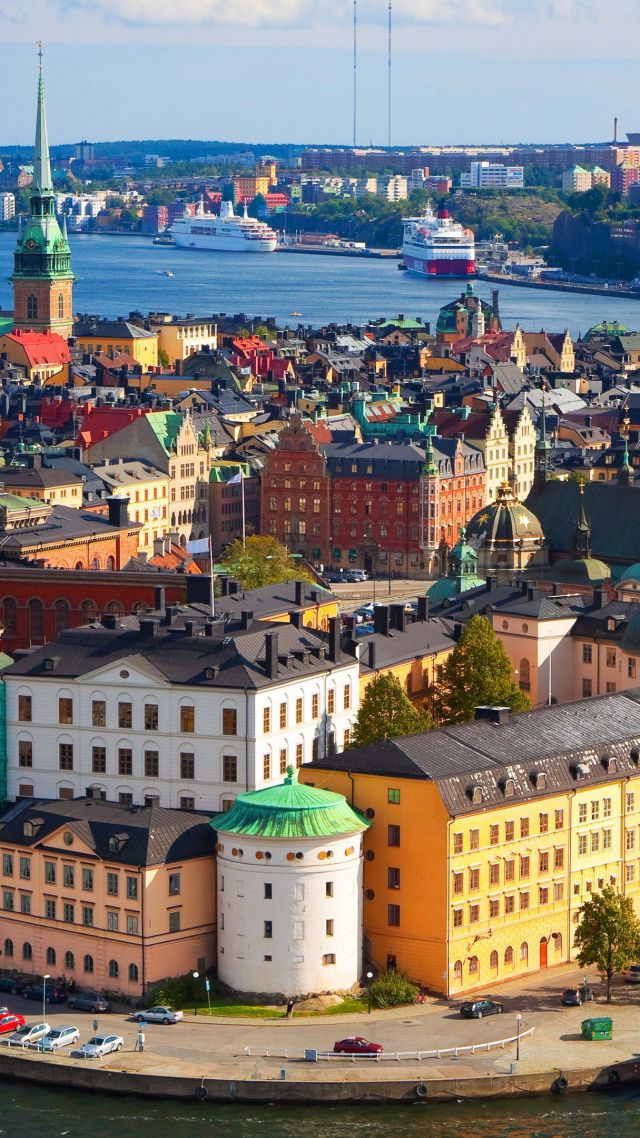 Stockholm, Sweden, Vaxholm Mariefred, old town (vertical)