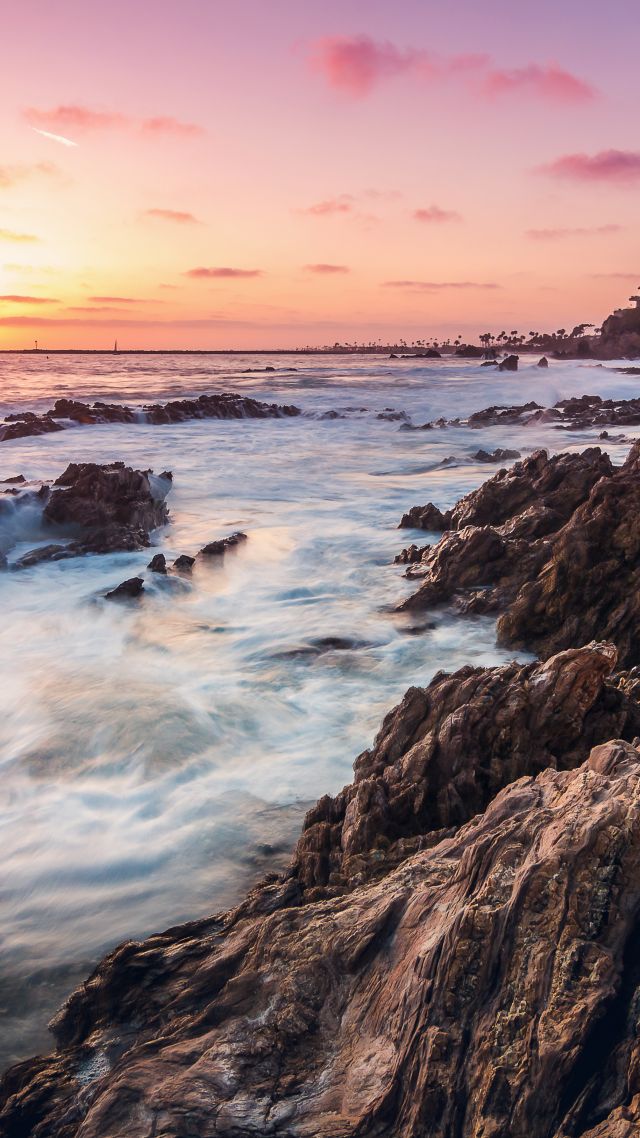 Corona Del Mar, 4k, 5k wallpaper, 8k, California, USA, Best Beaches in the World, travel, tourism, sunset, sunrise, sea (vertical)