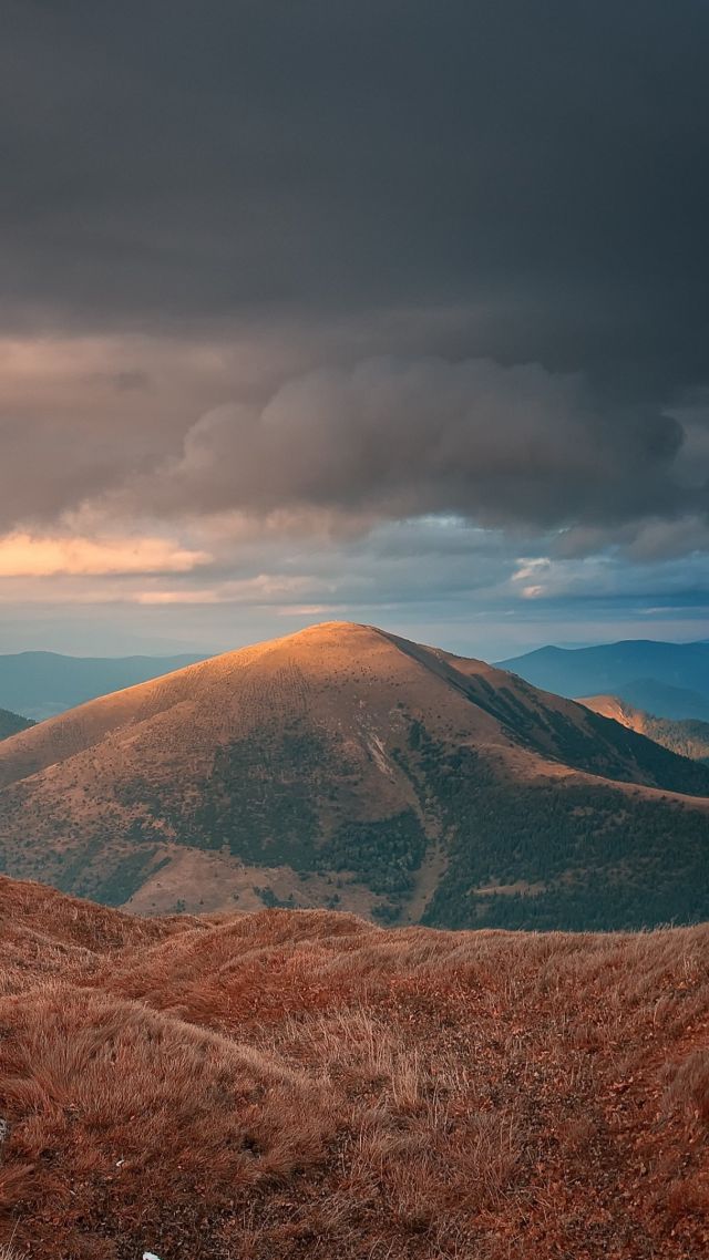 Carpathian Mountains, 4k, 5k wallpaper, Ukraine, Europe, travel, tourism, landscape, sunset (vertical)